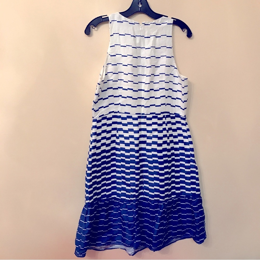 Ann Taylor Blurred Stripe Flare Sapphire Dress - Picture 4 of 5